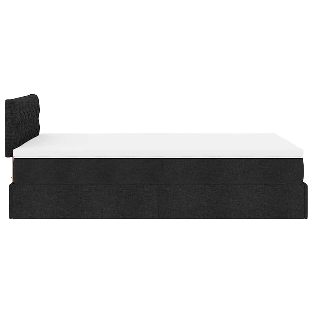 Lit ottoman avec matelas et LED noir 120x190 cm tissu