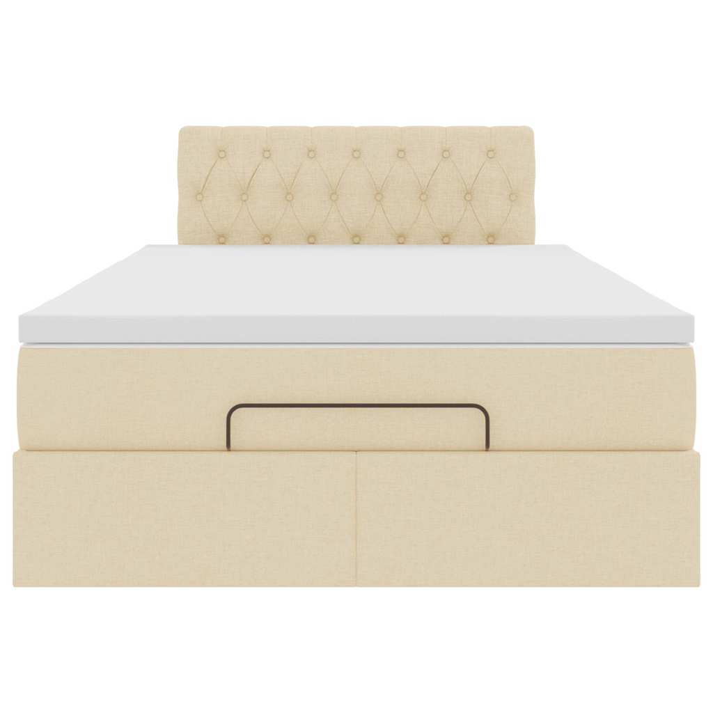 Lit ottoman avec matelas et LED crème 120x190 cm tissu