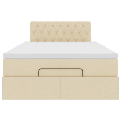 Lit ottoman avec matelas et LED crème 120x190 cm tissu