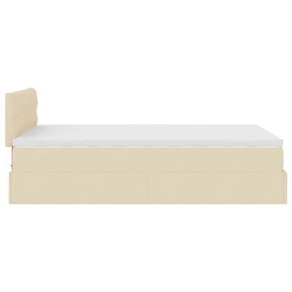 Lit ottoman avec matelas et LED crème 120x190 cm tissu