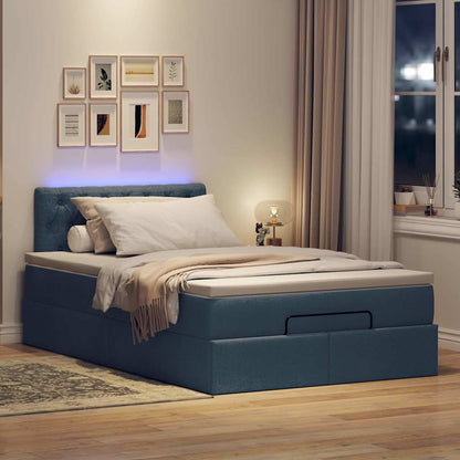 Lit ottoman avec matelas et LED bleu 120x190 cm tissu