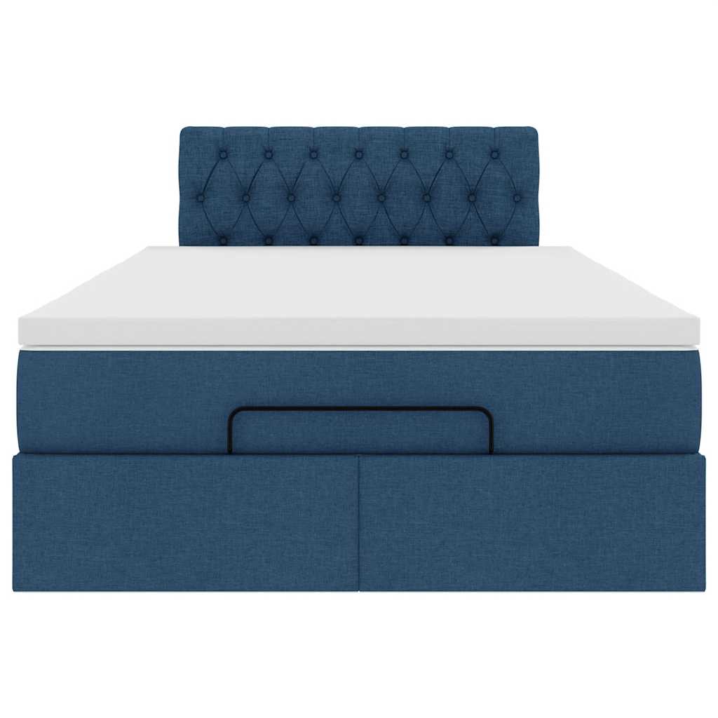 Lit ottoman avec matelas et LED bleu 120x190 cm tissu