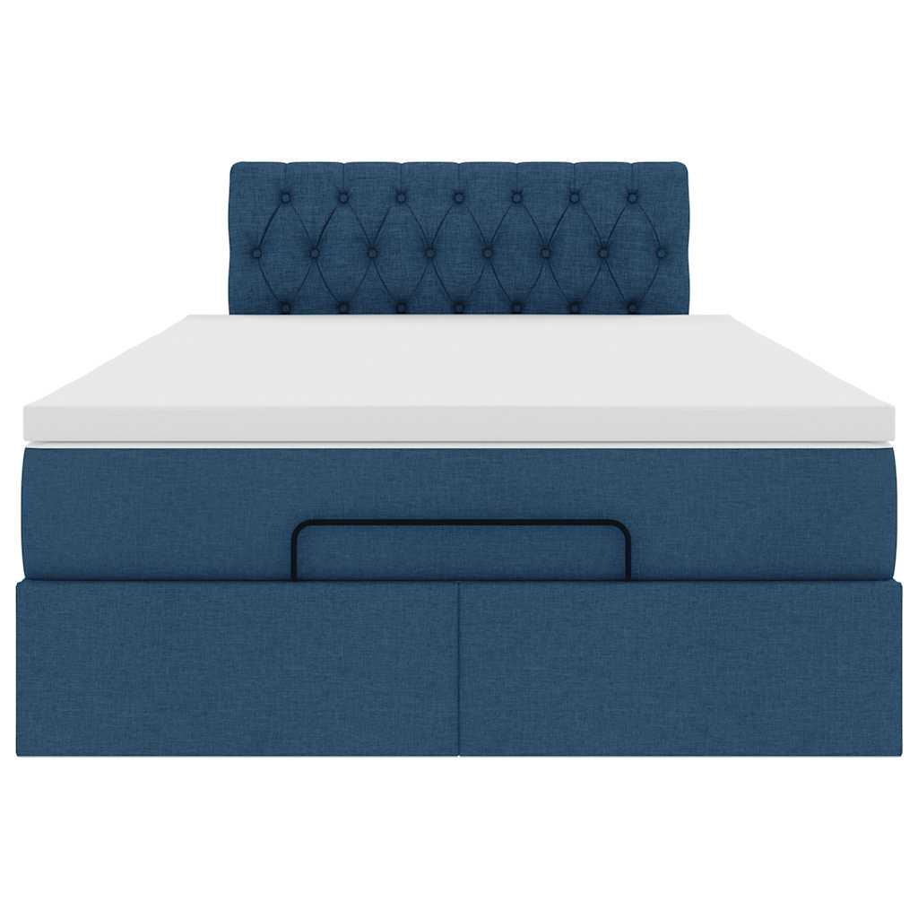 Lit ottoman avec matelas et LED bleu 120x190 cm tissu