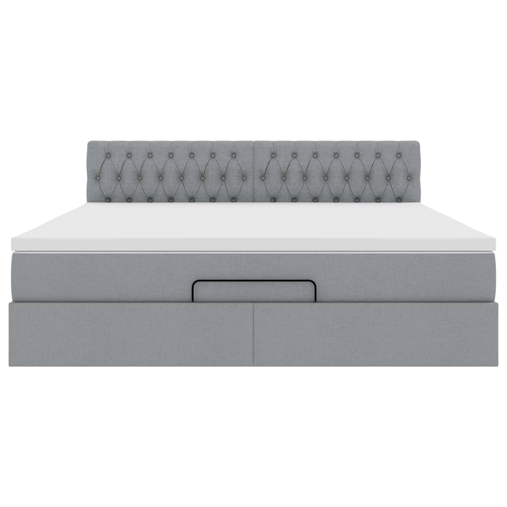 Cadre de lit ottoman et matelas gris clair 180x200 cm tissu