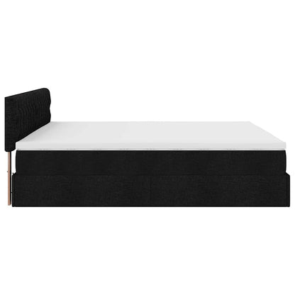 Lit ottoman avec matelas et LED Noir 180x200cm tissu