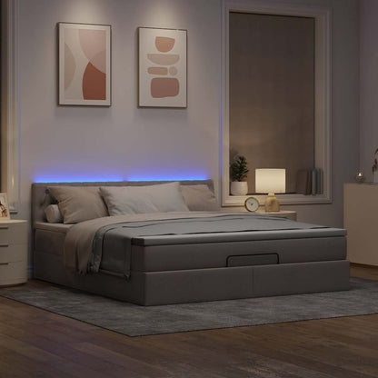 Lit ottoman avec matelas et LED Taupe 180x200cm tissu