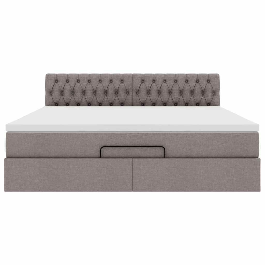 Lit ottoman avec matelas et LED Taupe 180x200cm tissu