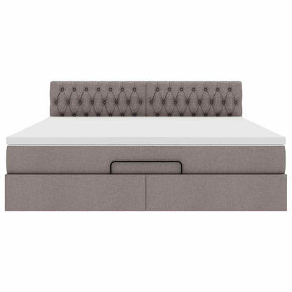 Lit ottoman avec matelas et LED Taupe 180x200cm tissu