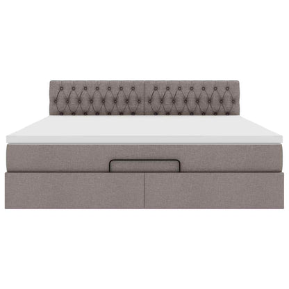 Lit ottoman avec matelas et LED Taupe 180x200cm tissu