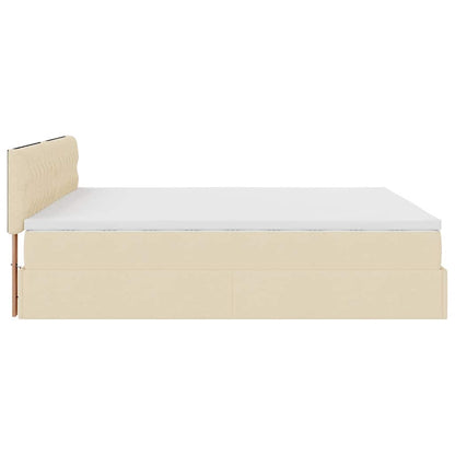 Lit ottoman avec matelas et LED crème 180x200cm tissu