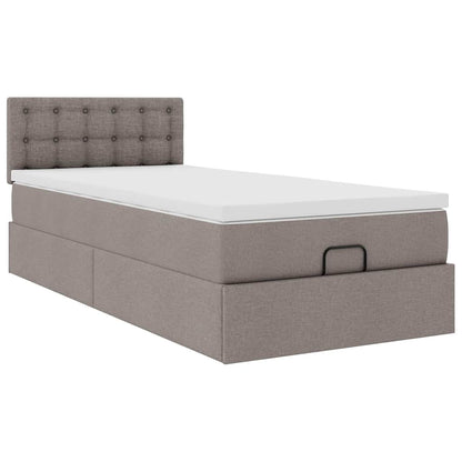 Lit ottoman avec matelas et LED taupe 90x200 cm tissu