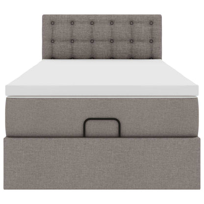 Lit ottoman avec matelas et LED taupe 90x200 cm tissu