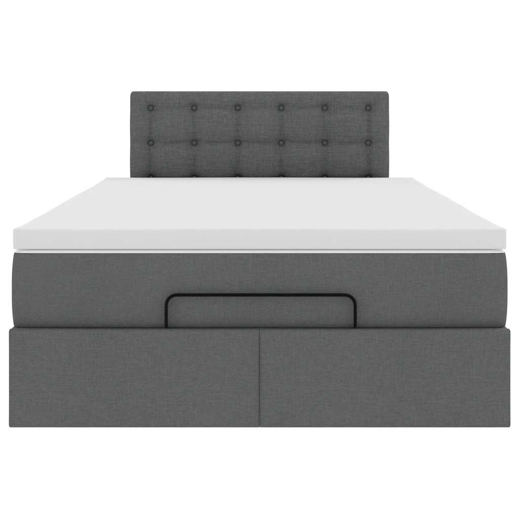 Lit ottoman avec matelas et LED gris foncé 120x190 cm tissu