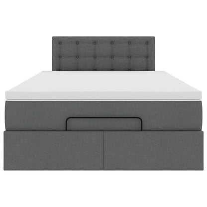 Lit ottoman avec matelas et LED gris foncé 120x190 cm tissu