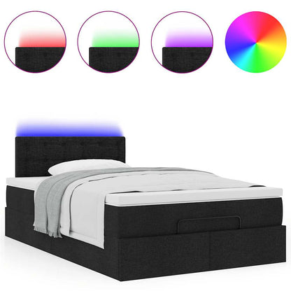 Lit ottoman avec matelas et LED noir 120x190 cm tissu