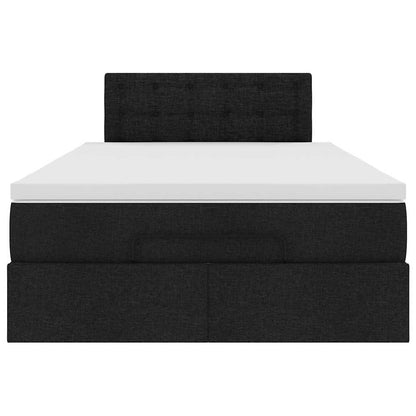 Lit ottoman avec matelas et LED noir 120x190 cm tissu