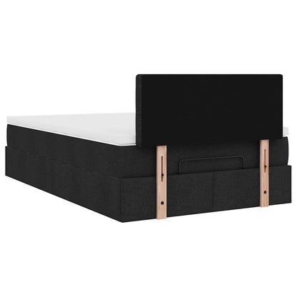 Lit ottoman avec matelas et LED noir 120x190 cm tissu