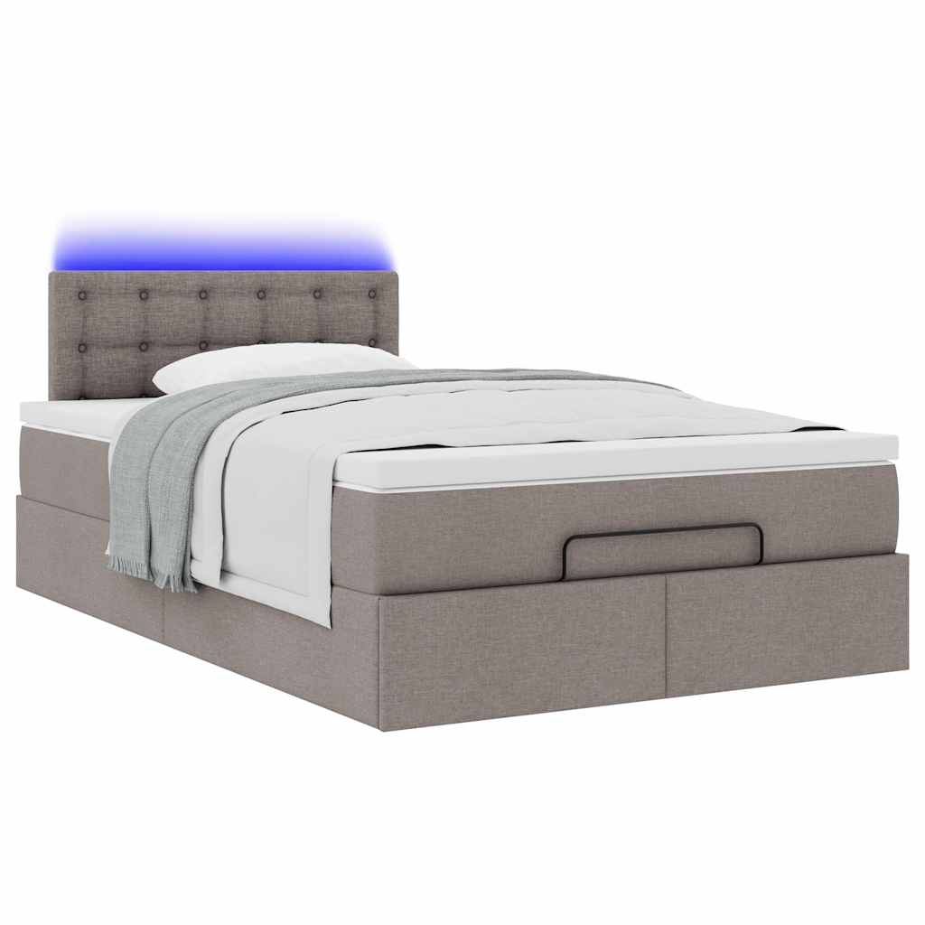 Lit ottoman avec matelas et LED Taupe 120x190 cm tissu