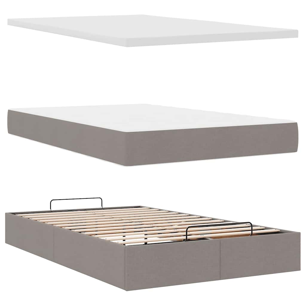 Lit ottoman avec matelas et LED Taupe 120x190 cm tissu