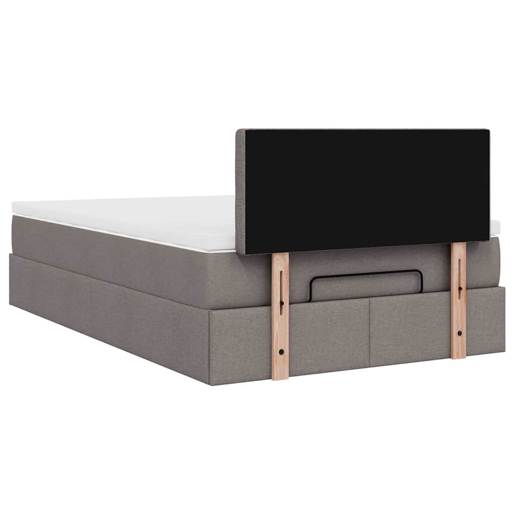 Lit ottoman avec matelas et LED Taupe 120x190 cm tissu