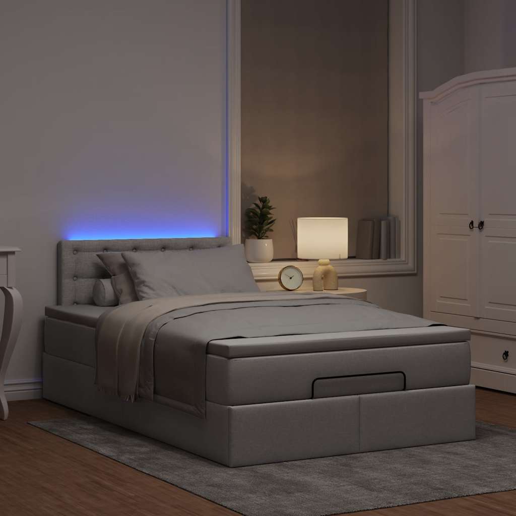 Lit ottoman avec matelas et LED Taupe 120x190 cm tissu