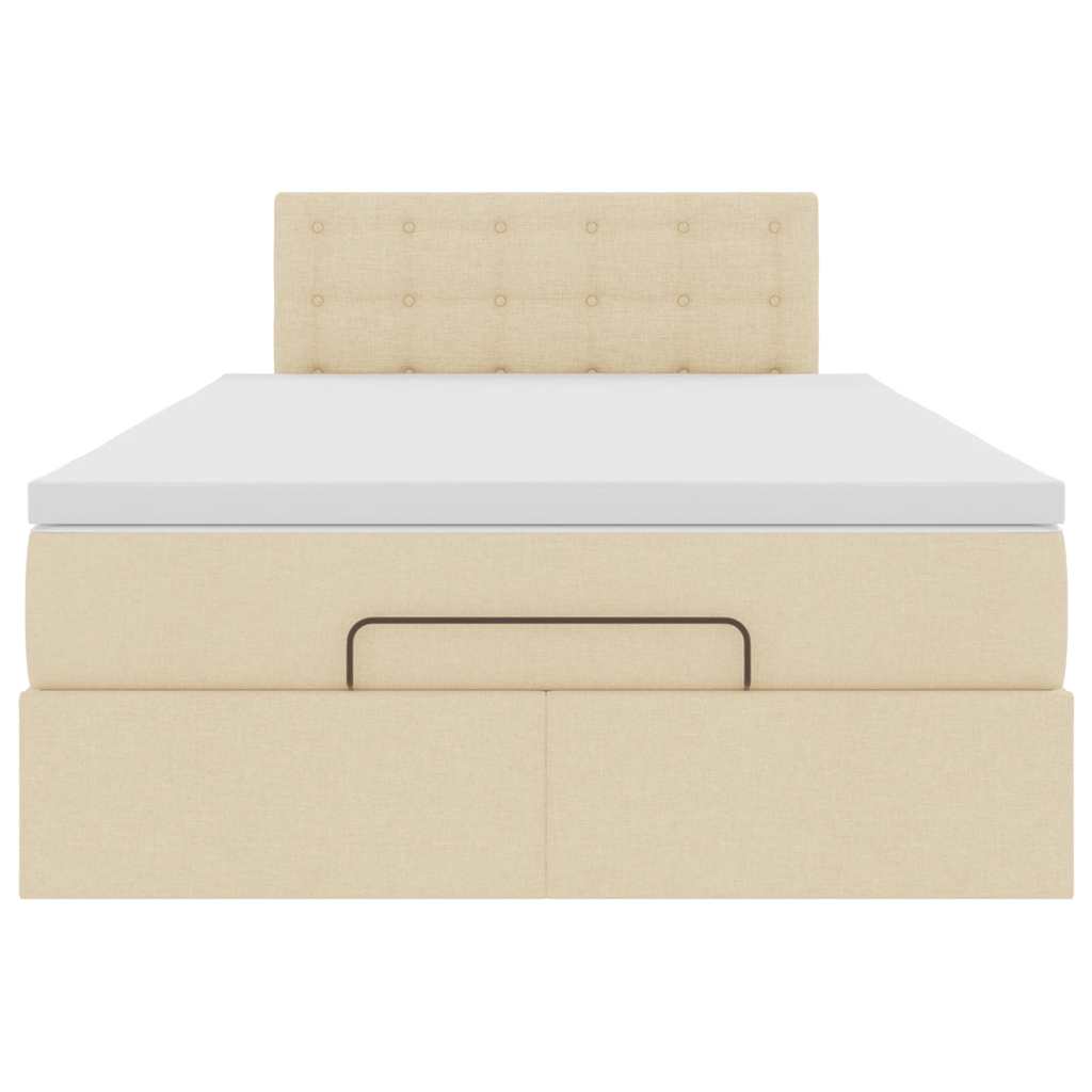 Lit ottoman avec matelas et LED crème 120x190 cm tissu