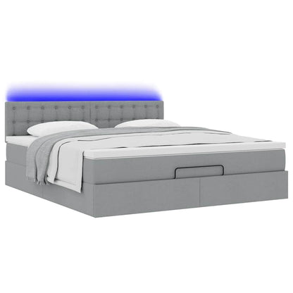 Lit ottoman avec matelas et LED Gris clair 180x200 cm tissu