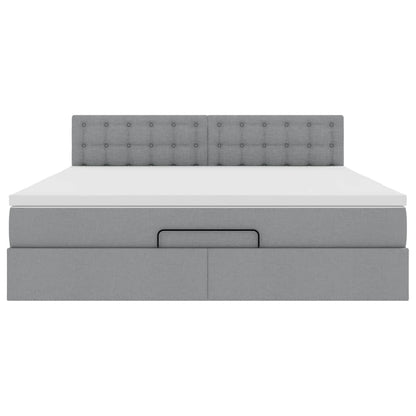 Lit ottoman avec matelas et LED Gris clair 180x200 cm tissu