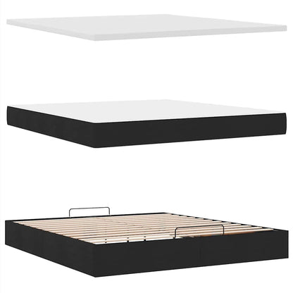 Lit ottoman avec matelas et LED Noir 180x200cm tissu