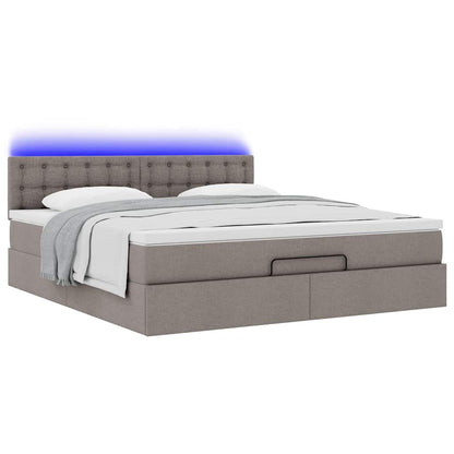 Lit ottoman avec matelas et LED Taupe 180x200cm tissu