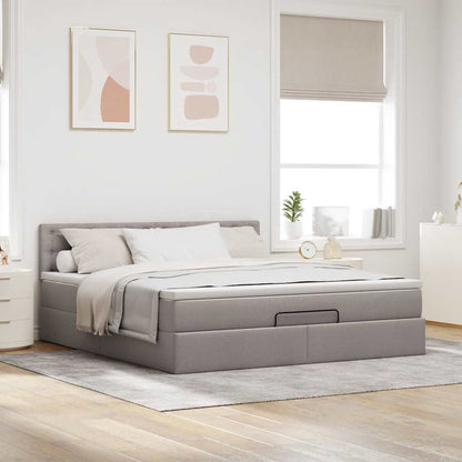 Lit ottoman avec matelas et LED Taupe 180x200cm tissu