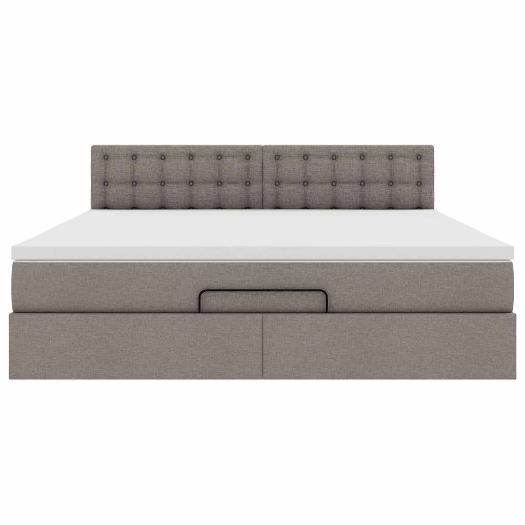 Lit ottoman avec matelas et LED Taupe 180x200cm tissu