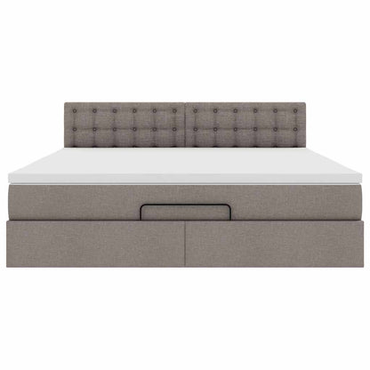 Lit ottoman avec matelas et LED Taupe 180x200cm tissu