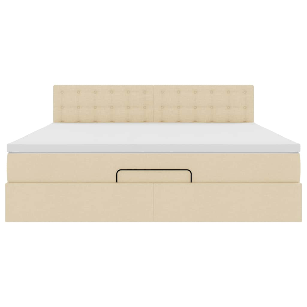 Lit ottoman avec matelas et LED crème 180x200cm tissu