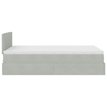 Lit ottoman avec matelas et LED gris clair 120x190cm velours