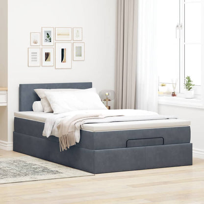 Lit ottoman avec matelas et LED gris foncé 90x200cm