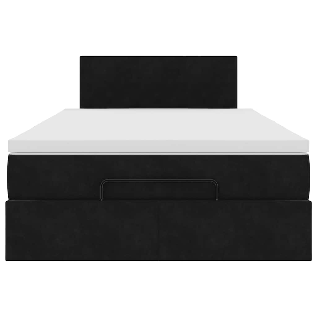 Lit ottoman avec matelas et LED noir 120x190 cm velours