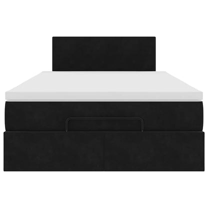 Lit ottoman avec matelas et LED noir 120x190 cm velours