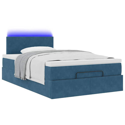 Lit ottoman avec matelas et LED bleu foncé 90x200cm velours