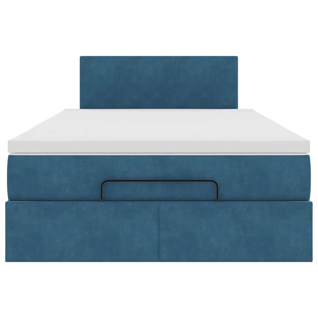 Lit ottoman avec matelas et LED bleu foncé 90x200cm velours