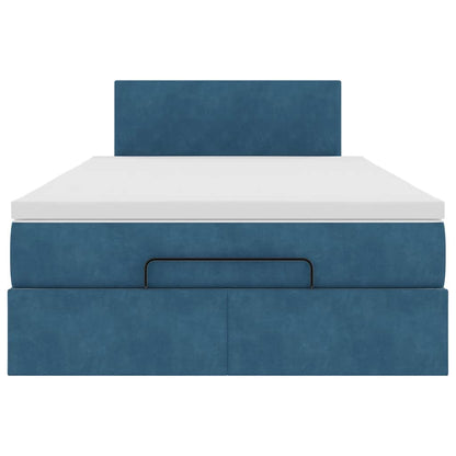 Lit ottoman avec matelas et LED bleu foncé 90x200cm velours