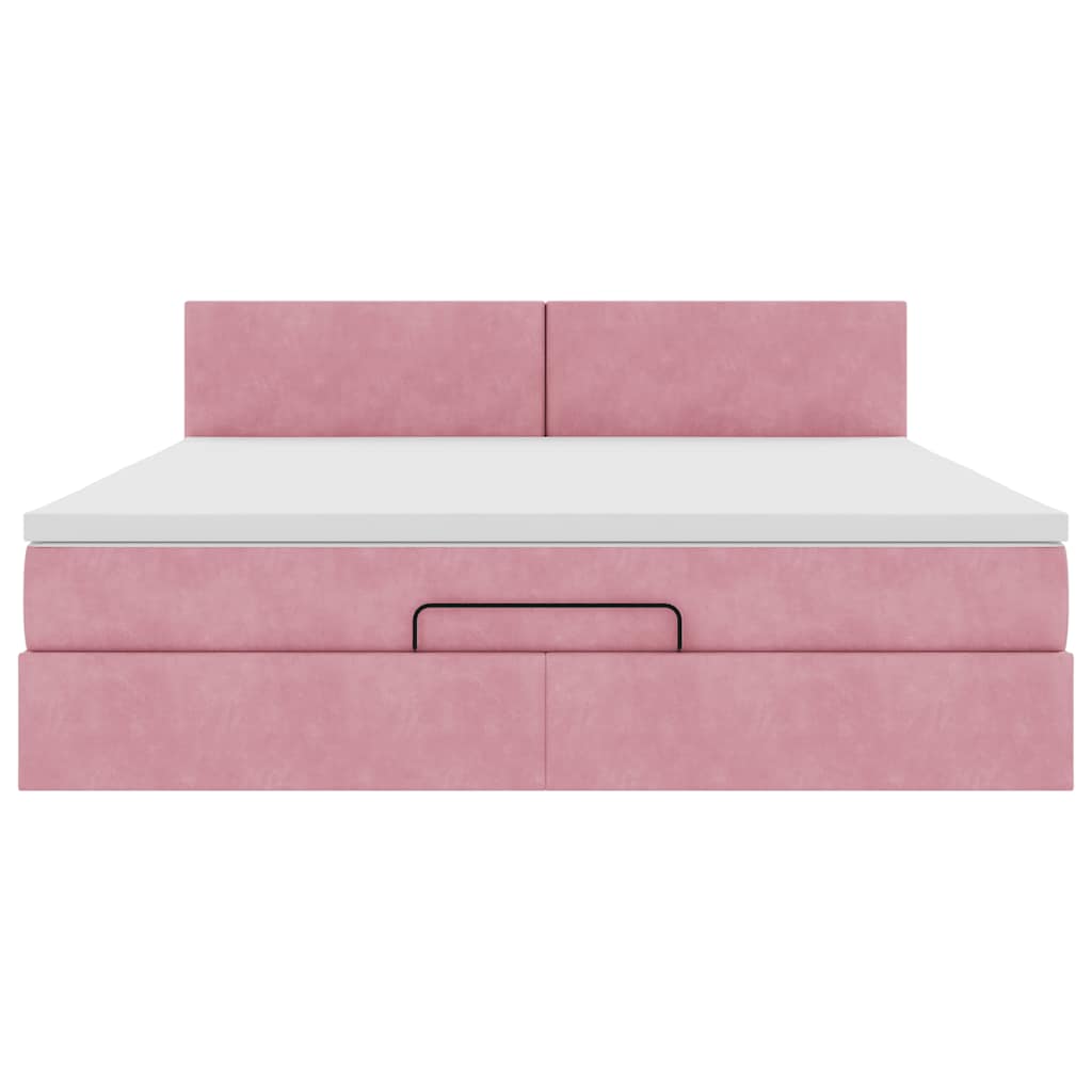 Lit ottoman avec matelas et LED Rose 180x200 cm velours