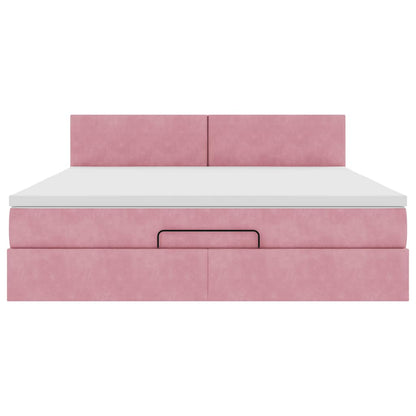 Lit ottoman avec matelas et LED Rose 180x200 cm velours