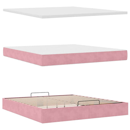 Lit ottoman avec matelas et LED Rose 180x200 cm velours