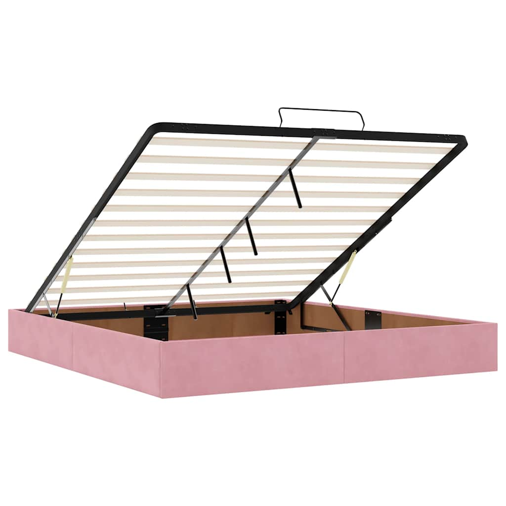 Lit ottoman avec matelas et LED Rose 180x200 cm velours