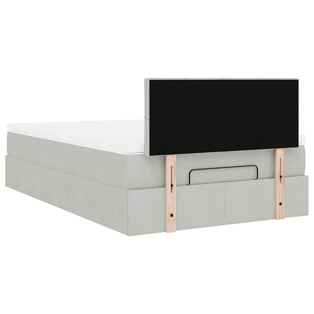 Lit ottoman avec matelas et LED gris clair 120x190cm velours