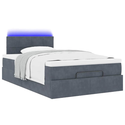 Lit ottoman avec matelas et LED gris foncé 90x200cm