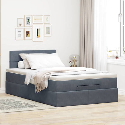 Lit ottoman avec matelas et LED gris foncé 90x200cm