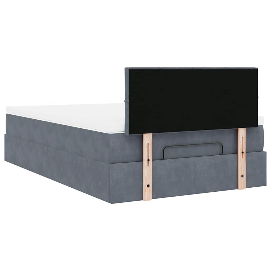 Lit ottoman avec matelas et LED gris foncé 90x200cm