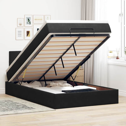 Lit ottoman avec matelas et LED noir 120x190 cm velours